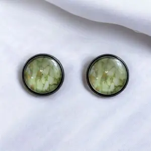 Green Marble Print Stud Earrings Trendy