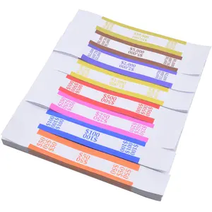 Pack of 800 Money Bands for Cash Self-Adhesive 8 Colors ABA Coded for Organization 100x Each Denomination