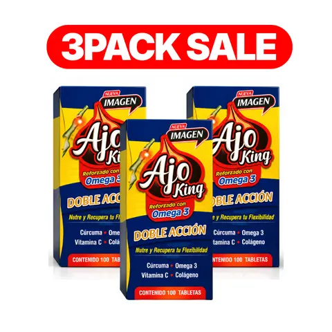 3 PACK SALE - Ajo King, curcuma, collagen - 100caps each