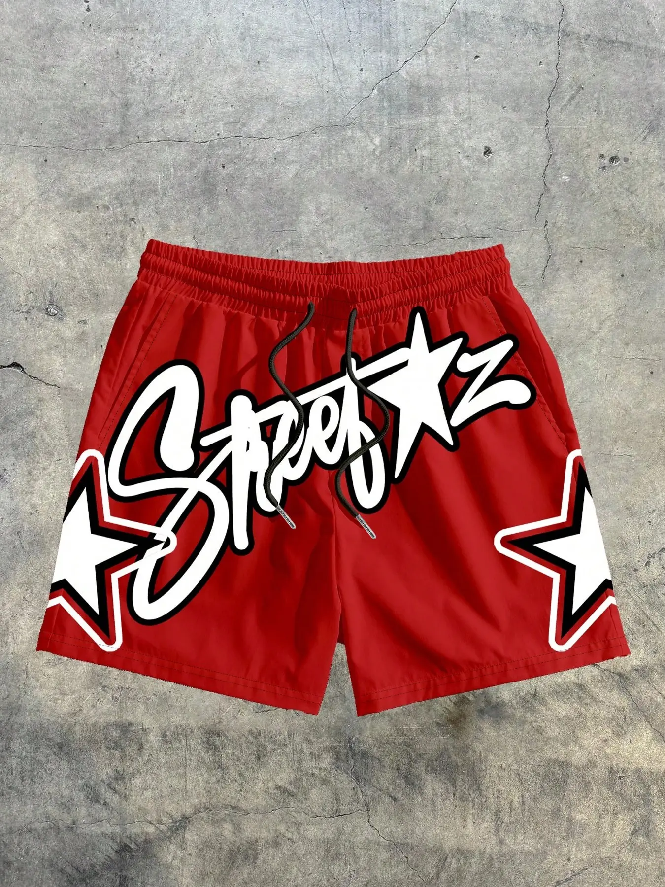 One Pair of Men's Red Five-Pointed Star Print Graphic Shorts, Y2K Street Style Drawstring Shorts, Fashion Casual Shorts, Suitable for Streetwear, Everyday Casual Wear and Hip-Hop Activities, Daily Casual Shorts