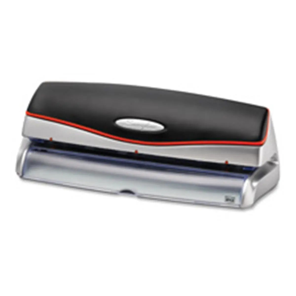 Swingline SWI74520 Electric 3-Hole Punch - .28 in Punch Size, 20-Sheet Capacity, 5x11.5x3.8 in Dimensions, Black, AA Batteries & AC Adapter, Automatic Reverse, Oversized Activation Button, Compact Portable, Transparent Drawer, Precise Punching, Auto Rever