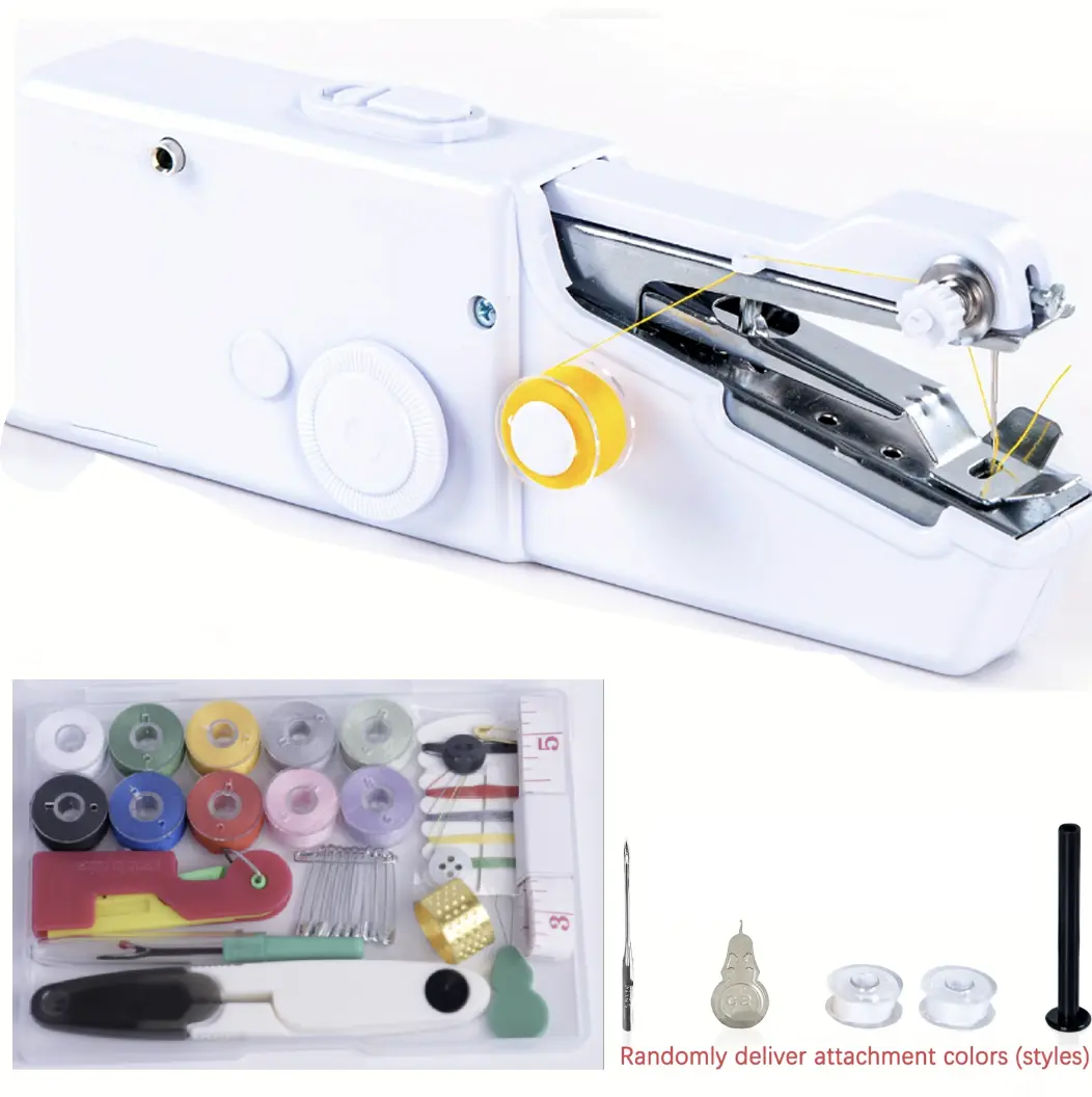 Portable Handheld Sewing Machine, Mini Pocket Sewing Tool for Clothes, Jeans & Fabric Repair, Easy Stitching Machine for Beginners, Home DIY Sewing Kit (Battery Not Included)