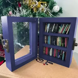 Miniature Wooden Bookshelf, 1 Count Handcrafted Mini Bookshelf with Mini Books, Book Display Cabinet, Bookcase Multipurpose, Home Decor, Creative Design Gift for Home & Office