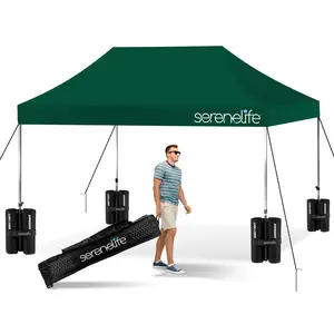 Pop Up Tent 10x15 ft Waterproof UV Blocker Polyester Forest Green