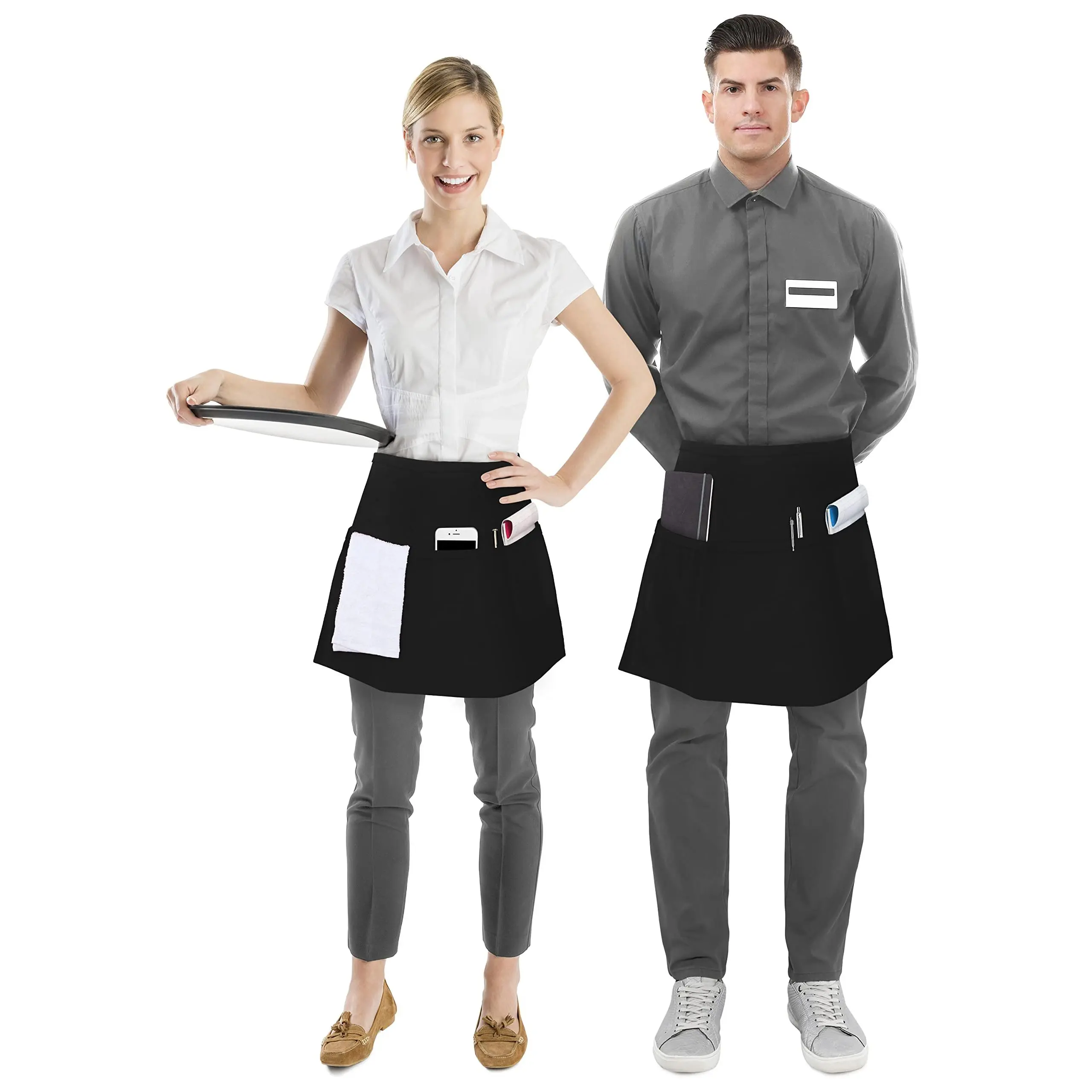 Kichly Polyester Server Aprons - 3 Pockets, Water & Oil Resistant, Adjustable Strap Waist Aprons for Waiters, Adjustable Strap Aprons Kichly Polyester Server Aprons - 3 Pockets, Water & Oil Resistant, Adjustable Strap Waist Aprons for Waiters, Adjustable Strap Aprons