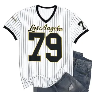 DUTUT Women's Street-Style Cool Vintage Sport Soccer Oversized Jersey Shirts for women V Neck Tshirt Striped Number Graphic Tee Los Angeles Letter Print Y2k Streetwear Top SpringStatements