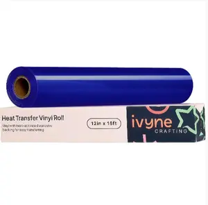 iVyne HTV Heat Transfer Vinyl Roll 12" x 15ft White Premium Polyurethane for Cricut Silhouette Heat Press Machines Washable Durable for T-Shirts Caps & Crafting Projects