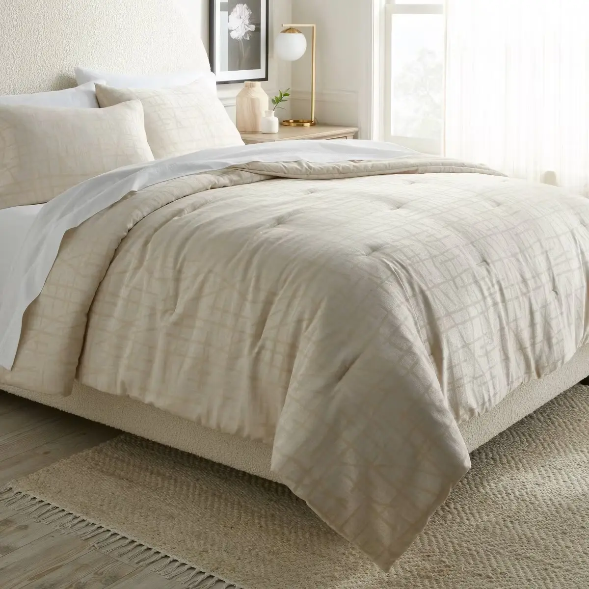 Threshold Luxe Jacquard 3-Piece Comforter & Sham Set Full/Queen - Off-White
