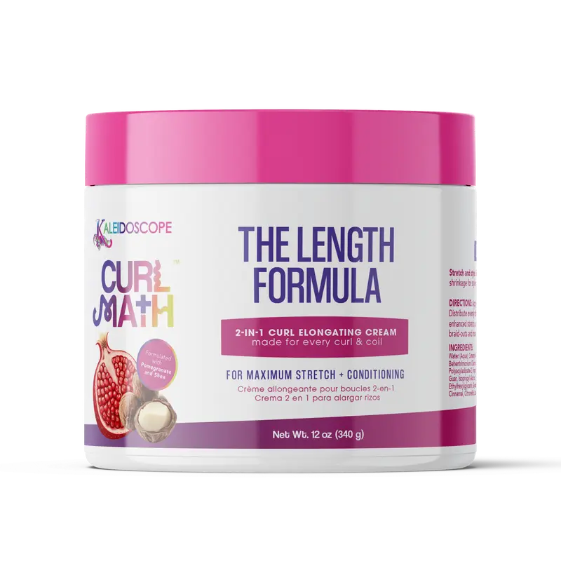 Kaleidoscope Hair Products Curl Math The Length Formula 2-in-1 Curl Elongating Cream-Gel, 12oz Unisex Dry Kinky Curly Hair Styling Leave-In Conditioner, Hydrates, Reduces Shrinkage, Citrus/Lavender Scent