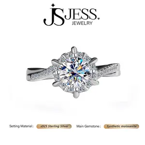 [#200] Classic Engagement Ring, Round Cut, 1ct VVS Synthetic Moissanite/Cubic Zirconia, S925 Sterling Silver Jewelry for Women