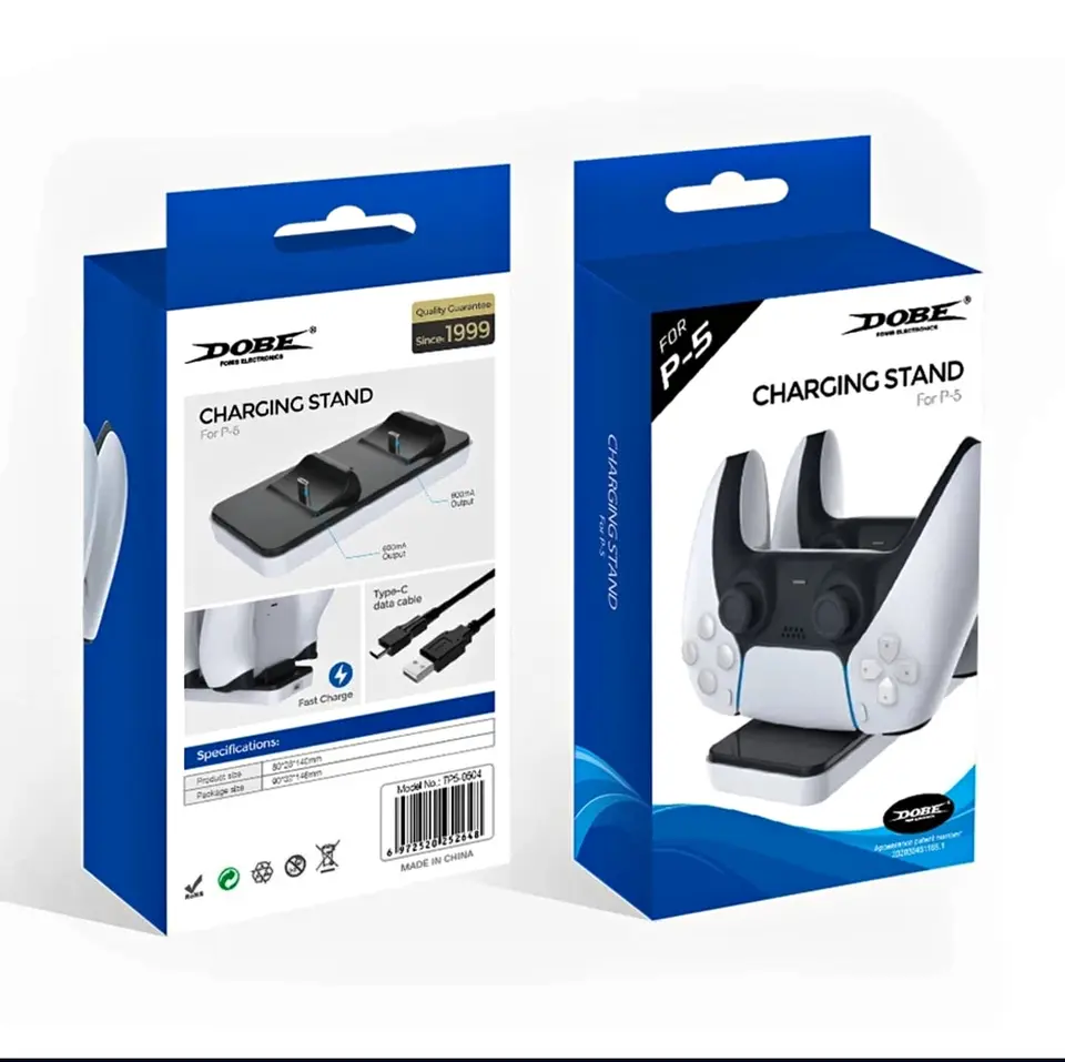 DualSense Controller Fast Charging Dock Station Stand for PS5 Console, Gaming Accessories with Plug & Micro USB Protection Support