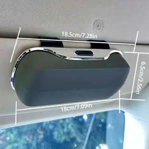Car Sun Visor Sunglasses Holder Case, Universal Fit Glasses Storage Box with Easy One-Hand Access & Soft Suede Lining, Vehicle Interior Organizer Clip Streamlined Design