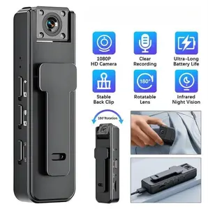 3th Wireless Wearable Vlog Body Camera 1080P HD Camcorder with 32G TF Card, Night Vision, 180° Rotation Lens, Magnetic Silicone Case, Portable Sports DV for Ski Cycling Hiking, No APP Required Osmo Pocket Alternative