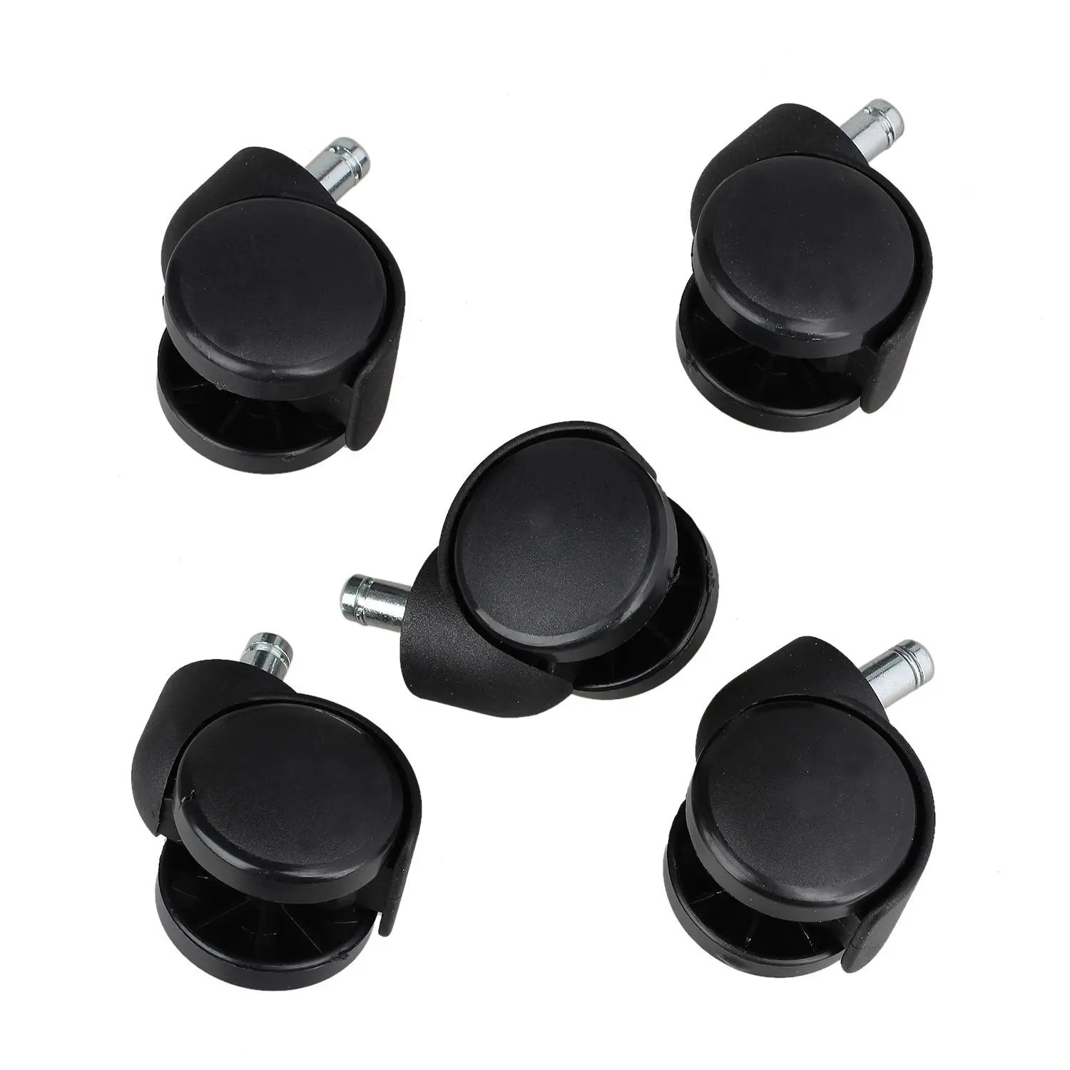 5-Piece Office Chair Castor Set, PU Material Silent Roll Floor-Safe Replacement Swivel Wheels for Office Computer Chairs, Black