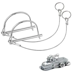2Pack Locking Pins,Trailer Pin with Anti-lost Rope Ring,Premium Trailer Hitch Pin,Hitch Locking Pin,Professional Trailer Coupler Pins for Farm Lawn Garden Wagons Towing,Size 1/4" x 3.2"(6.3mm x 80mm)