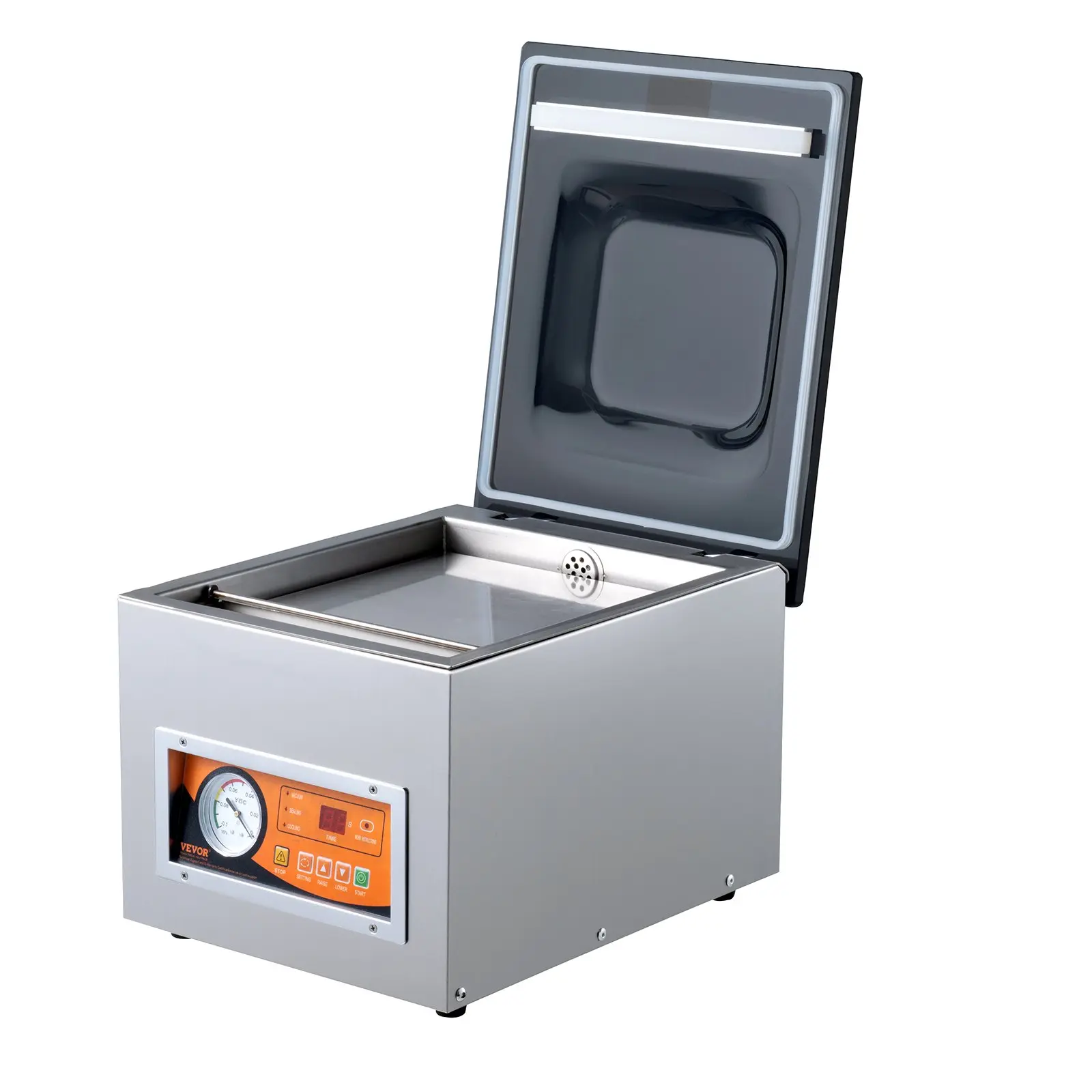 【summerfinds】VEVOR Chamber Vacuum Sealer, 260W Sealing Power, 1 Heating Wire, Max 950W Food Sealing, 10.2" Sealing Length, 13x10.6x2" Compact Size, for Wet Foods Meats Marinades, Home Kitchen Use, Emergency Stop