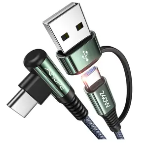 AINOPE 10 FT USB C Cable Fast Charging, 240W USB-C Charge Cable Long USBC Cable Supports 100W, Right Angle USB C Cable Fit iPhone 17/16/15 MacBook iPad Xbox X/S Wireless Controller 10FT