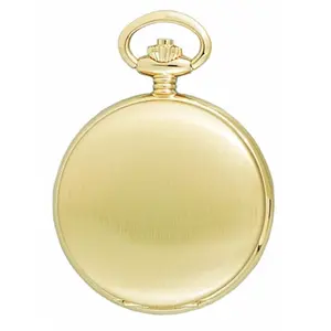 Charles-Hubert- Paris Brass Gold-Plated Satin-Finish Quartz Hunter Case Pocket Watch #