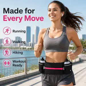 No-Bounce Hydration Running Belt with Water Bottles, Hands-Free Waist Pack for RunnersJogging, Hiking & Outdoor Workouts