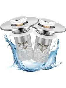 Bathroom Sink Drain Strainer, Pop Up Sink Drain Strain Bathroom Sink Stopper Sink Drain Strainer with Removable Stainless Steel Filter Basket Hair Catcher