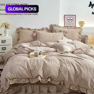 3 Counts/set Classic Fashion Plaid Bedding Set, Includes 1 Quilt Cover & 2 Pillowcases, Soft Comfortable Home Bedroom Linen, Soft Bedding Sets