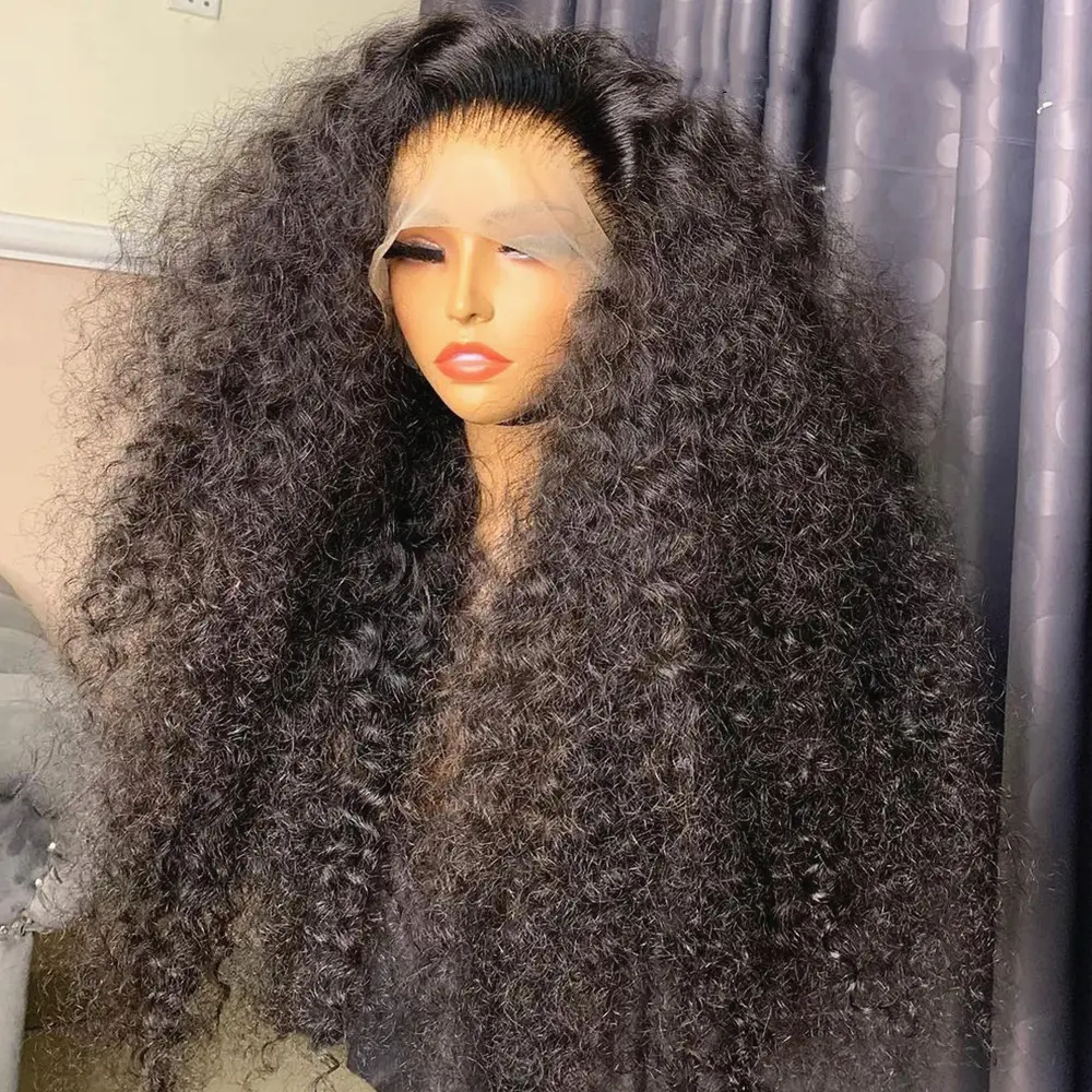 13x6 Lace Front Wigs Human Hair Deep Wave Curly Water Wave 180 Density Human Hair Lace Front Wig Pre Plucked Curly Wig for Black Women Natural Color