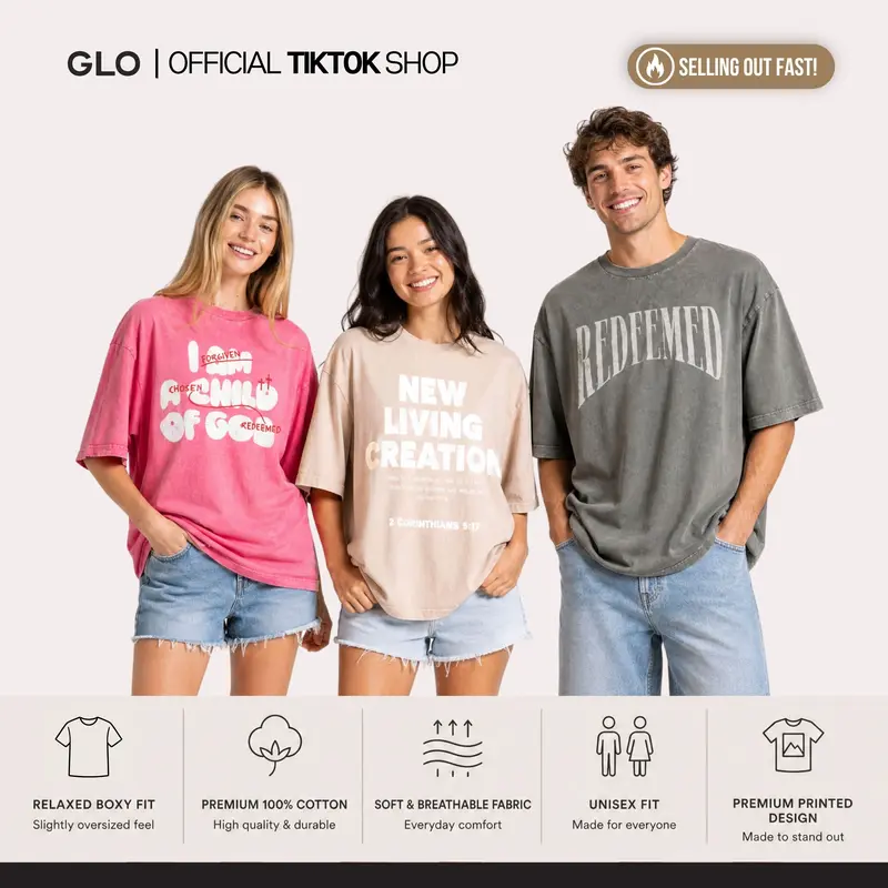 GLO Graphic Tee | Boxy Collection | Christian T-Shirt, Boxy Unisex Fit