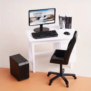 A Set of 9pcs of Office Desk And Chair in 1:12 Scale, Miniature Furniture Model, Dollhouse Scene Props, Mini Computer Desk Accessories, Home Decoration.