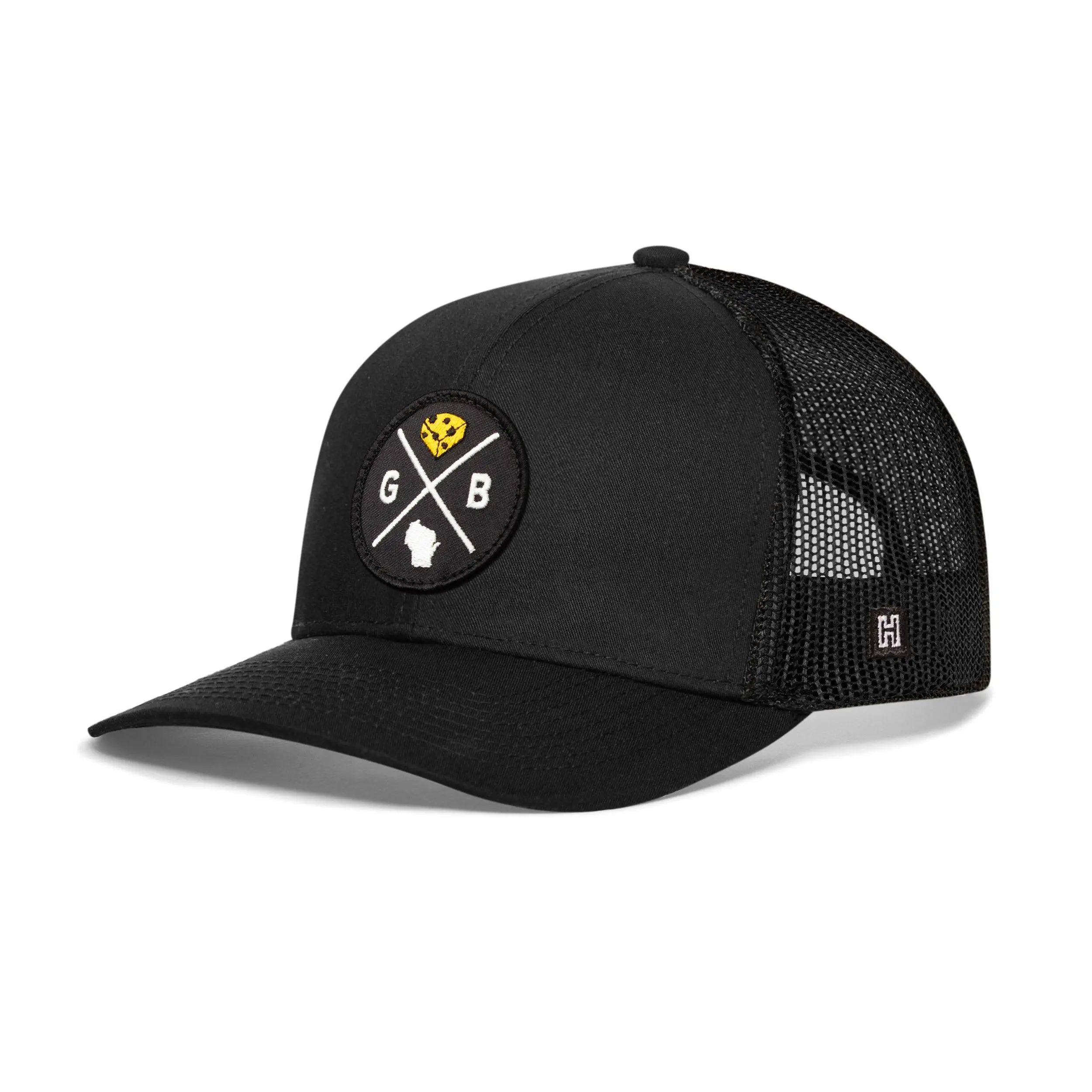 Green Bay Trucker Hat  |  Black GB Cheese X Snapback