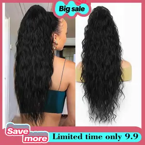 Drawstring Ponytail Extension,Long Curly Wavy Ponytail Extension for women 26 Inch Synthetic Clip in Ponytail Hair Extensions