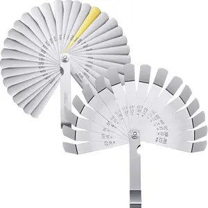 2 Pieces Steel Feeler Gauge Dual Marked Metric and Imperial Gap Measuring Tool(32 Blades, 16 Blades)