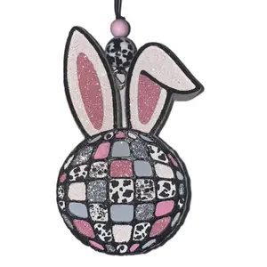 Disco Bunny Freshie BUM BUM Scent Sparkly Cow Print Luxury Car Air Freshener Scents with Pink, Cow Print Bead Decoration