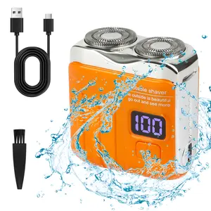 Travel Portable Electric Shaver for Men, Mini Dual Ring Rotary Razor, USB Rechargeable Magnetic Washable for Daily & On-the-Go Use