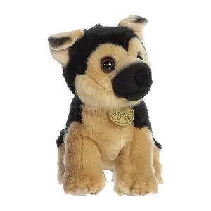 Aurora Miyoni Tots German Shepherd Pup Stuffed Animal - Eco-Friendly Plush with Lifelike Airbrushed Detail - Sitting Puppy Toy for Kids and Collectors - Brown, Black, Tan - 11 Inches