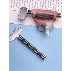1pc Stainless Steel Toothpaste Squeezer Hair Dye Dispenser In Key Shaped, Metal Half-Circle Tube Wringer