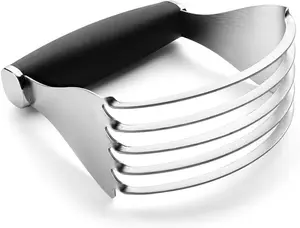 Black XL Stainless Steel Pastry Cutter Tool for Baking - Heavy Duty Dough Blender - Butter & Dough Cutter Tool with Sharp Blades - Pastry Blender for Easy Mixing - Dishwasher Safe -