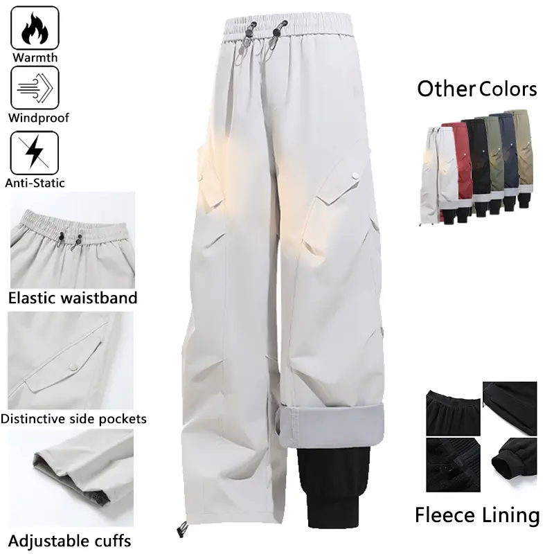 Men's Thermal Long Pants 2-in-1 High-Density Durable Waterproof, Stain-Resistant, Windproof Pants Straight-Leg Workwear Casual Wide-Leg Pants Includes Removable Fleece Lining Unisex Style cold  weather  outfits
