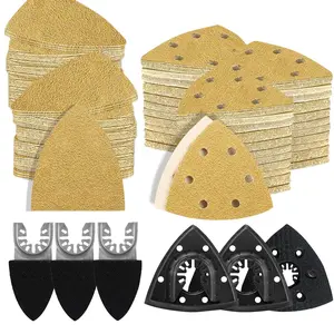 Oscillating Tool Sandpaper Kit MultiTool Detail Sander pads Include Triangle & Finger Sandpapers fit Tools etc Sanding Door Frame Old Furniture Wide range of grits for different projects