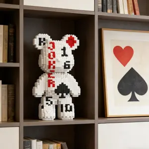 Heart Bear 3D Puzzle Building Blocks Decoration, Bookshelf Home Office Cabinet Decor, Party Living Room TV Stand Display Gift, Building Block Model