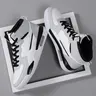 Men's Patchwork Lace Up High Top Sneakers, Casual Comfortable Breathable Fashionable Sports Shoes, Male All-match Round Toe Basketball Shoes, Stylish Basketball Shoes for Daily Wear, Athletic Shoes