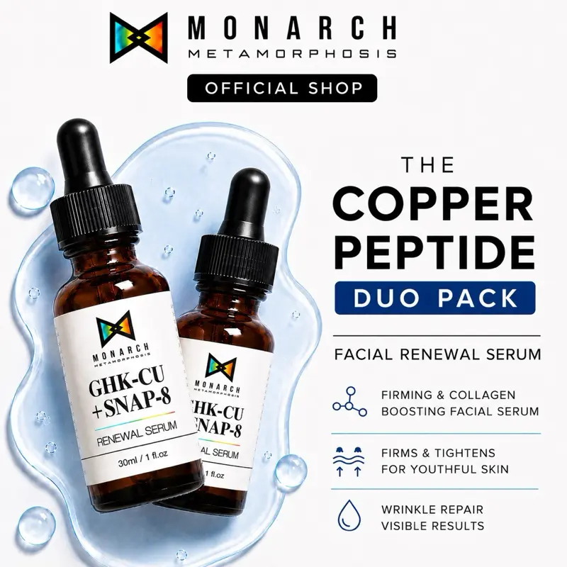 The Duo (2) Pack Face Serum, GHKCU Copper Peptide Serum, Snap-8 Renewal Serum, Hydrates, Firms and Restores Elasticity, Helps Reduce Fine Lines and Wrinkles, Skin Cell Repair, 1 fl oz