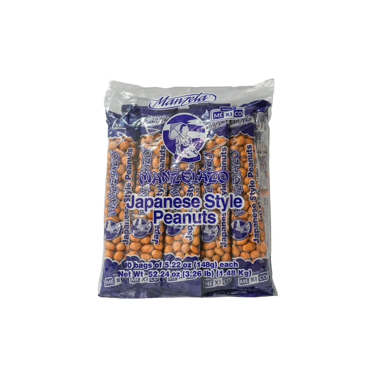 Manzela Manzelazo Japanese Style Peanuts - Medium-Sized Bags, 10 Bags of 5.22 oz Each, Perfect Snack