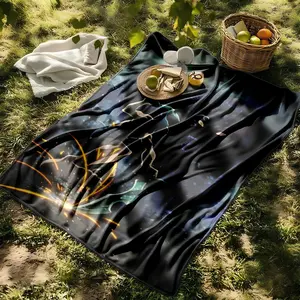 1 piece Slaying Demons: The Warrior's Moonlit Duel with the Shadow Giant Wolf themed flannel blanket - Oversized fluffy flannel sofa blanket, suitable for beds and sofas, modern design, all-season use, digitally printed pattern, 100% polyester