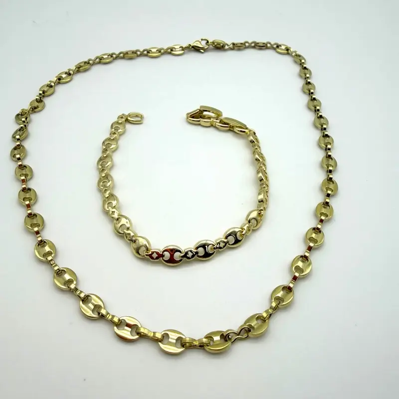 Gold Plated Jewelry Set, 18-in Cadena Necklace, 7-7.5-in Pulsera Bracelet