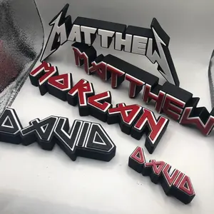 3d Printed Personalized Metal Rocker Name Plate I 70s 80s I Desk Sign I Iron I Gift for dad I Fan Art I Rock Star I Throwback I Retro Decor Office
