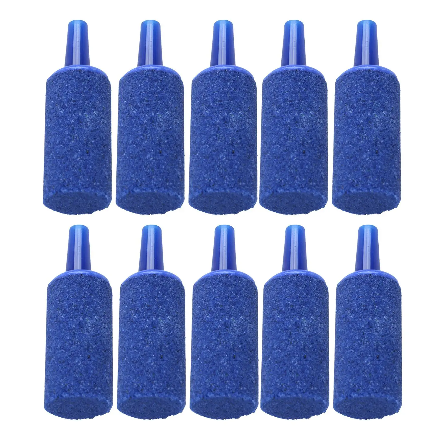 Blue Plastic Aquarium Mineral Air Stone Bubble Maker - 10 Pieces, 3.9x1.3cm, 44g, All Seasons, Oxygen Boost, Aquatic Respiration Support, Bubble Creation, Increases Dissolved O2, 3.9 X 1.3Cm