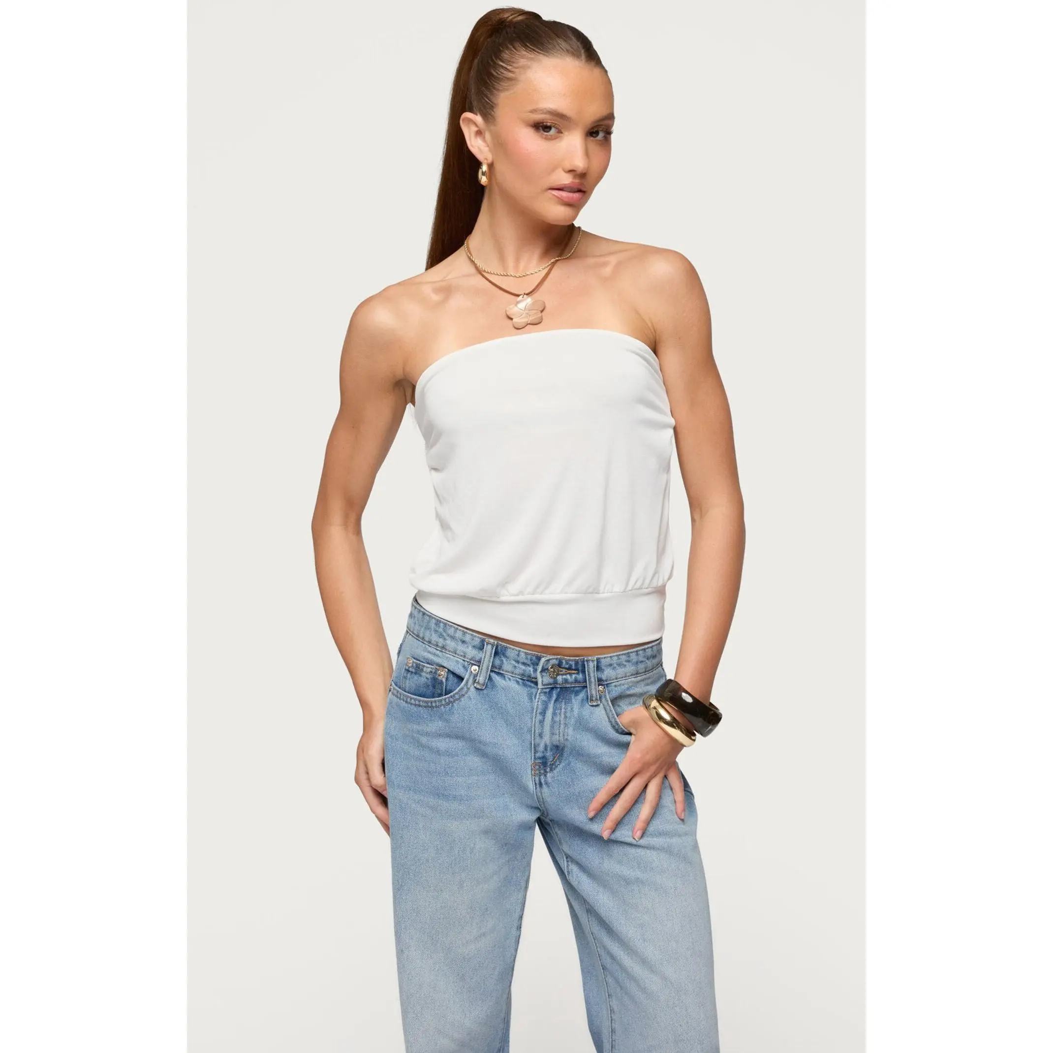 Edikted Women's Lanah Back Cutout Strapless Top