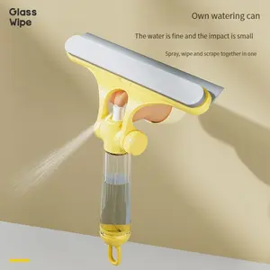 Glass Wipe 4-in-1 Window Cleaning Brush Set with Glass Scraper Wood Floor Scraper & Soft-Rubber Tile Scraper for Home Office Cleaning