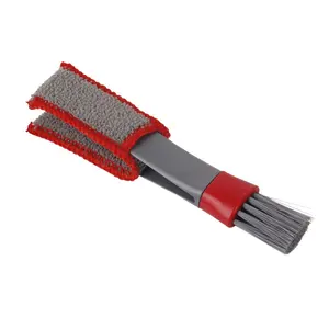 Dual-Use Car Interior Cleaning Brush, 2-In-1 Soft Bristle Dust Brush with Microfiber Cloth, Ideal for Air Vents, Dashboard, Crevices