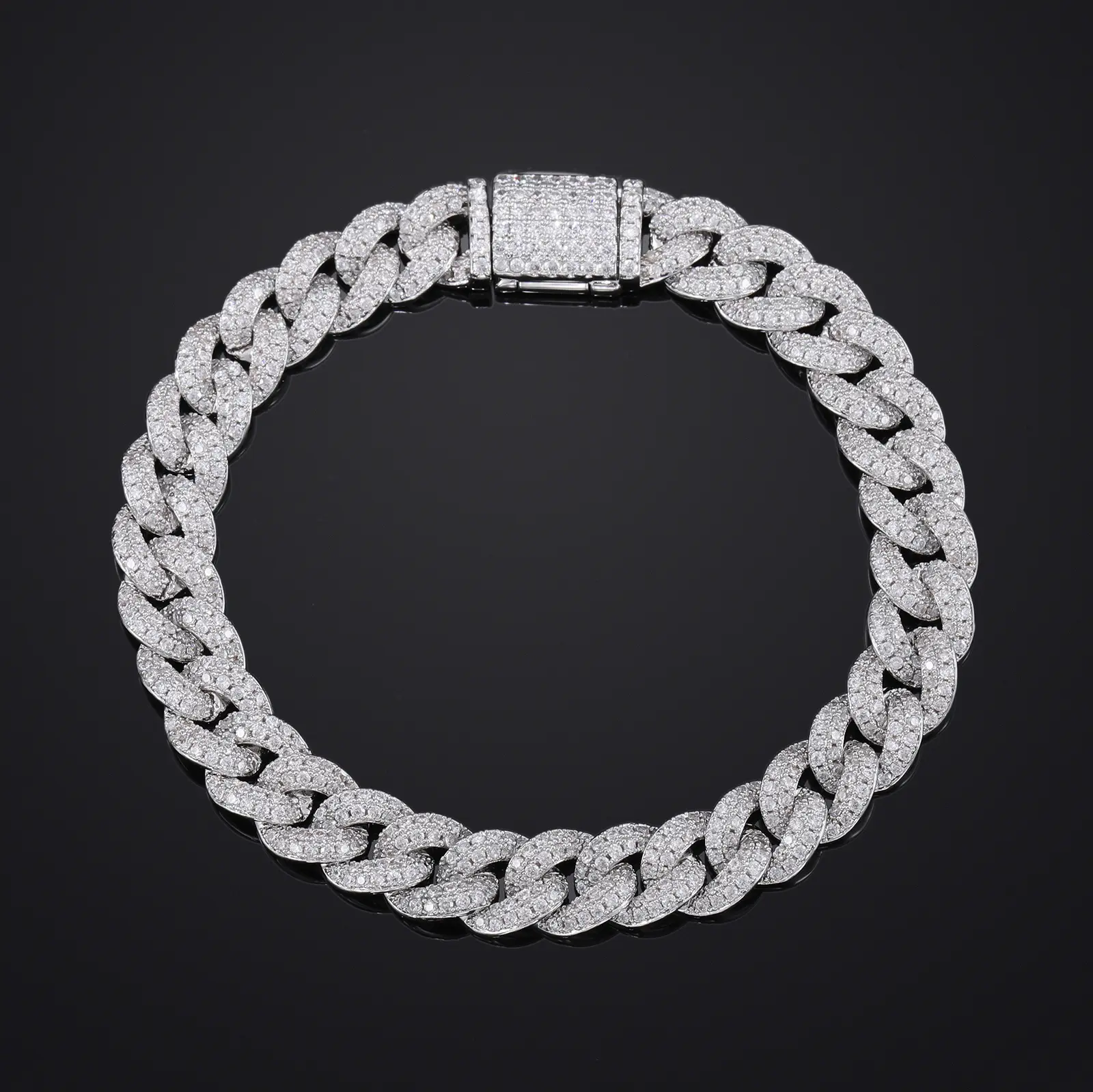8mm Hip-Hop Bubble Cuban Chain Bracelet Necklace – Unisex Miami Style with Sparkle